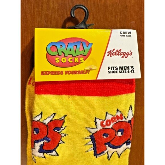 Mens Kelloggs Crazy Socks Crew Corn Pops Yellow Fun Pattern Size 6-12 Food Fun - Picture 4 of 6